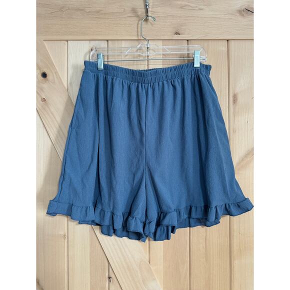 LulaRoe | NWT Jude Blue Boho Ruffle Hem Shorts | Size XL (16-18) - Picture 1 of 9